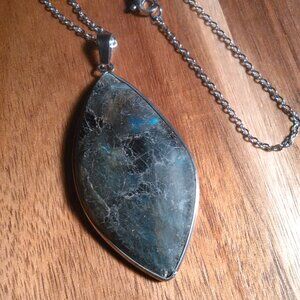 Malagasy Labradorite Stainless Steel Pendant Necklace